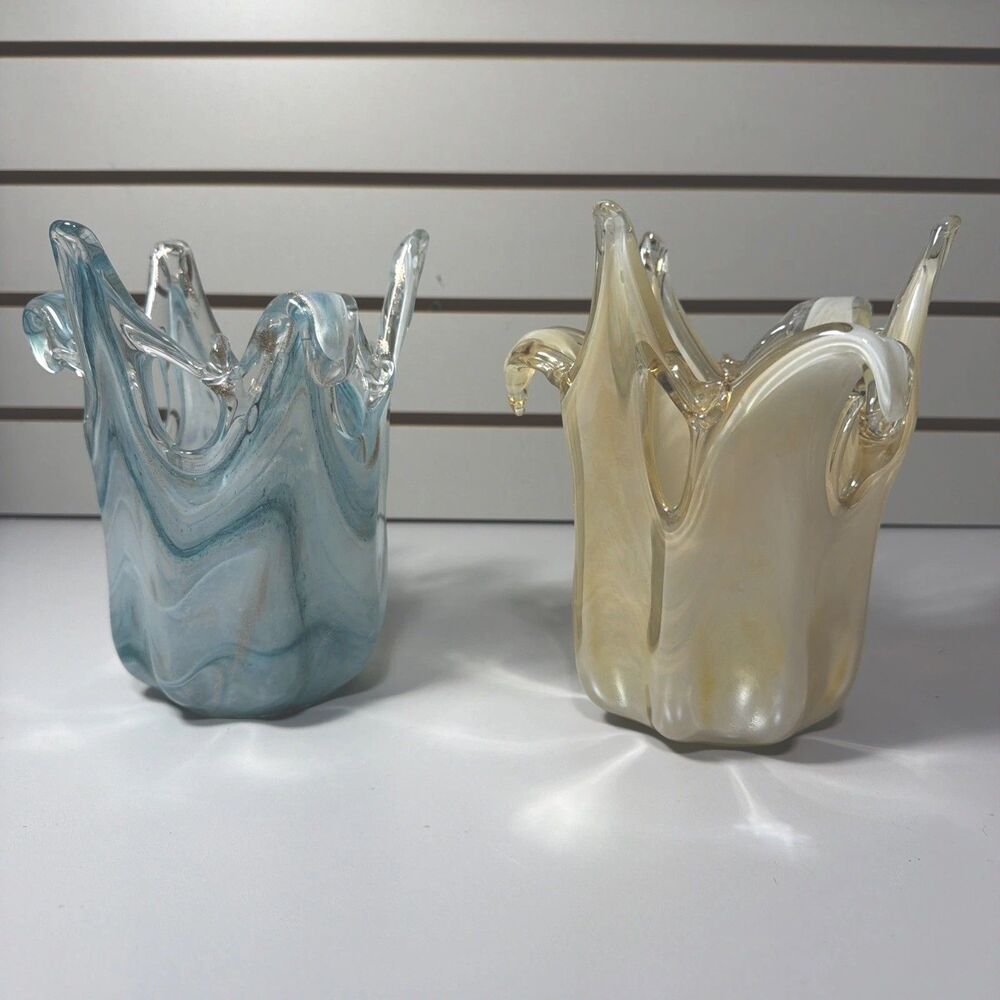 Murano Glass Italian Vase Set Vetro Eseguito Secondo la Tecnica Dei Maestri